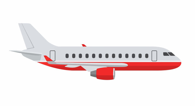 Side View of a Modern Jet Plane with Red Accents