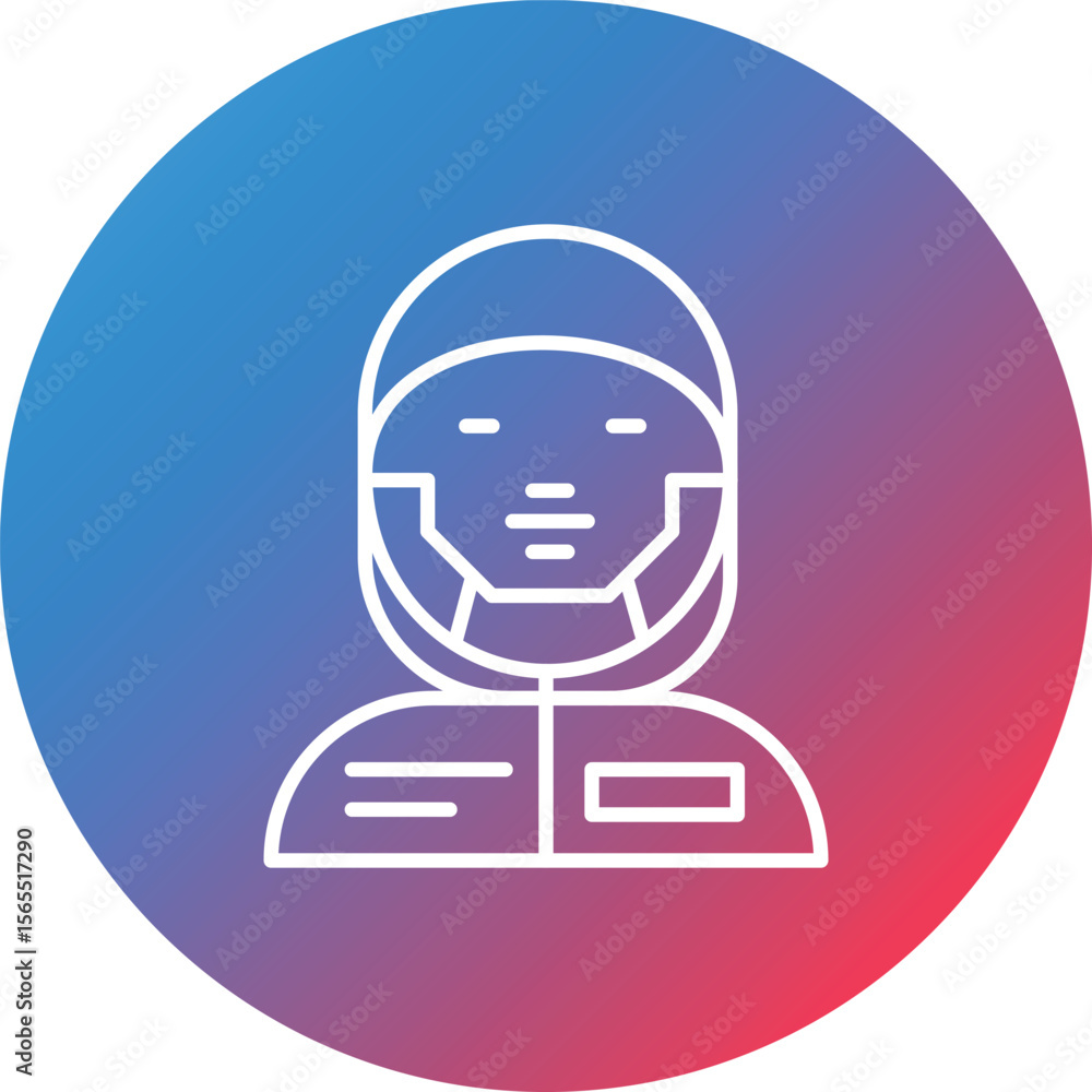 Poster man raincoat line gradient circle background icon