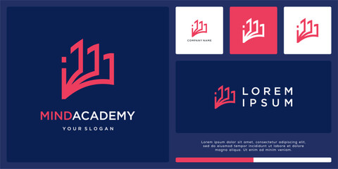 Mind academy logo design with abstract book
