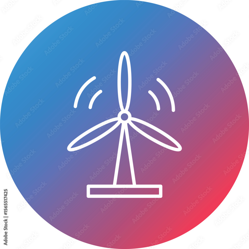 Poster spring turbine line gradient circle background icon