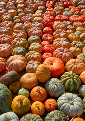 Various sorts, shapes and colors at the Pumpkin Festival in Ludwigsburg, Germany