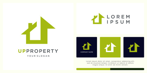 Modern arrow up property logo design template