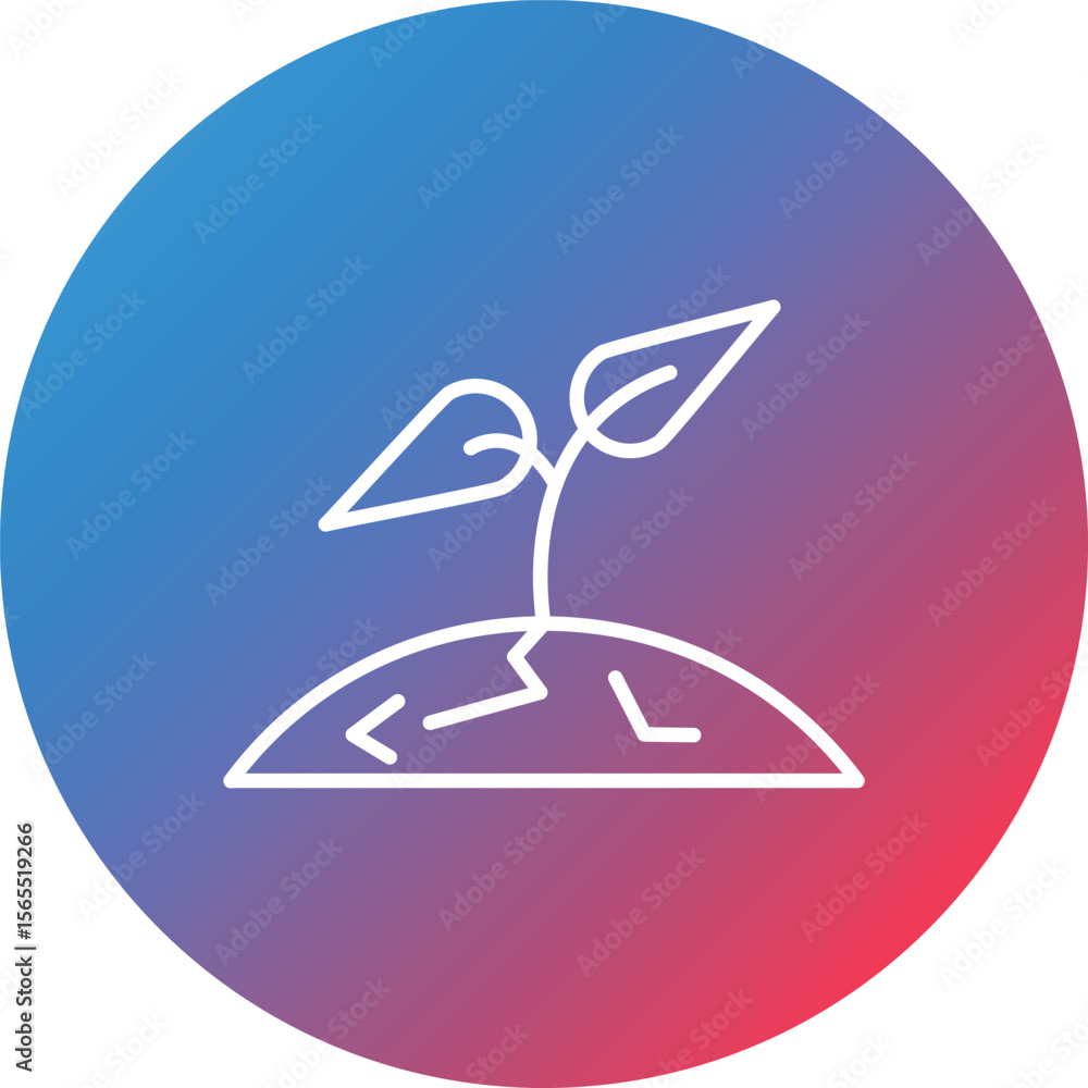 Poster sprout line gradient circle background icon