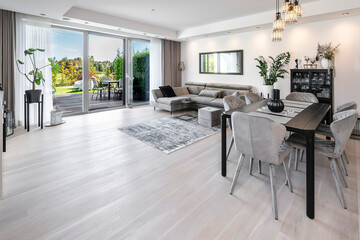 modern luxury dining room interior, 3d render