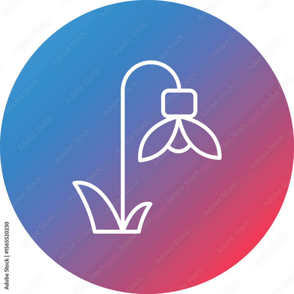Poster snowdrop line gradient circle background icon