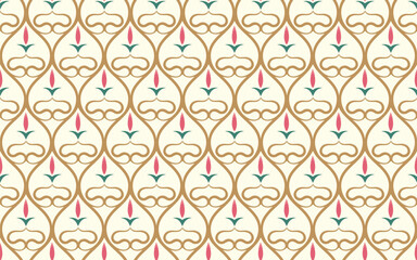 Damask seamless pattern with tulips. Classic trelis floral background for wallpaper, fabrics for curtains or cushions, or other home decor items