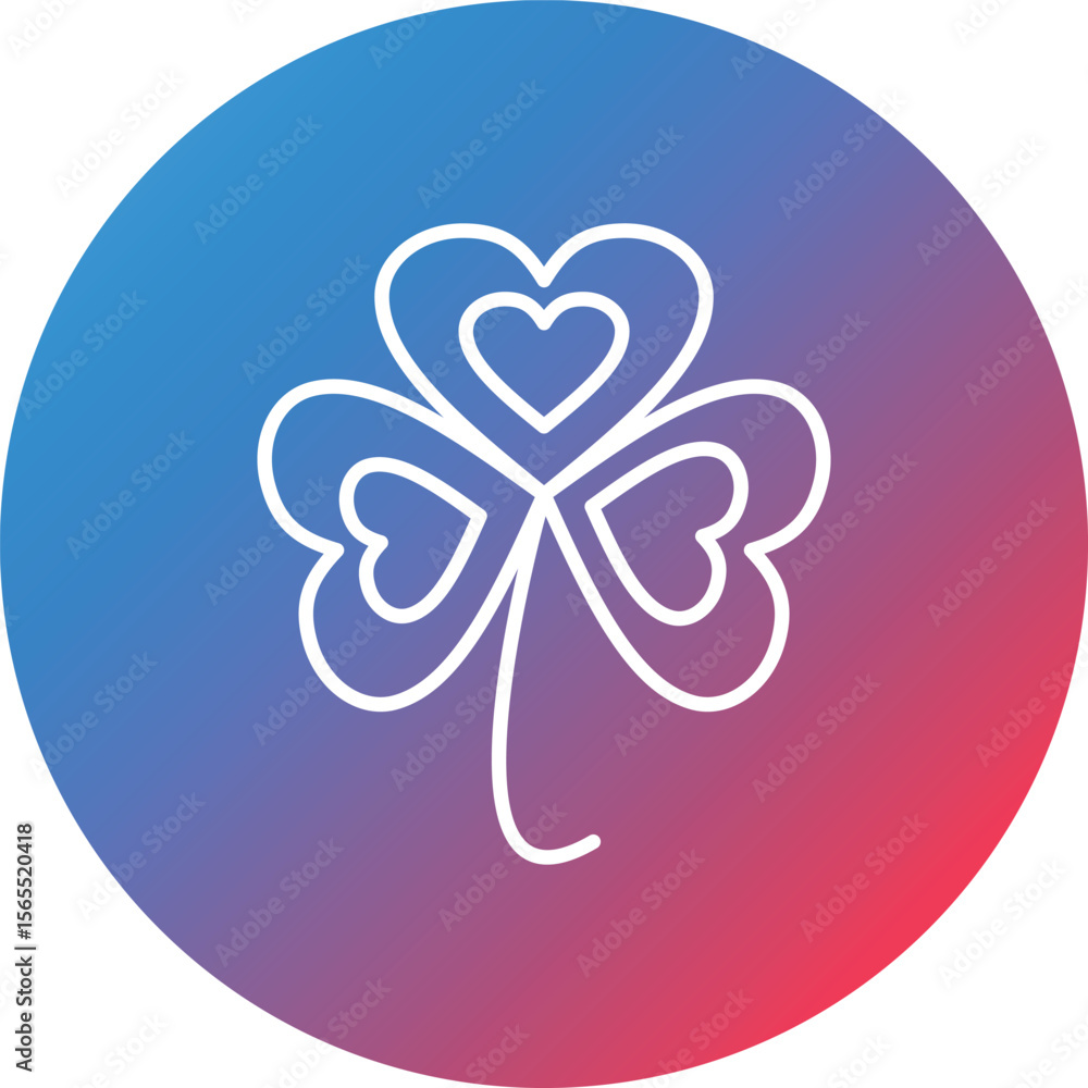 Poster clover line gradient circle background icon