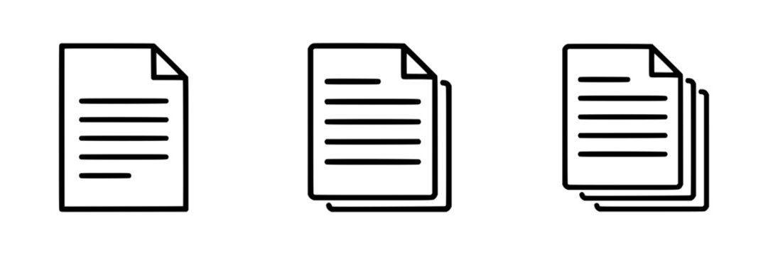 Set of Three Outline Icons of Document