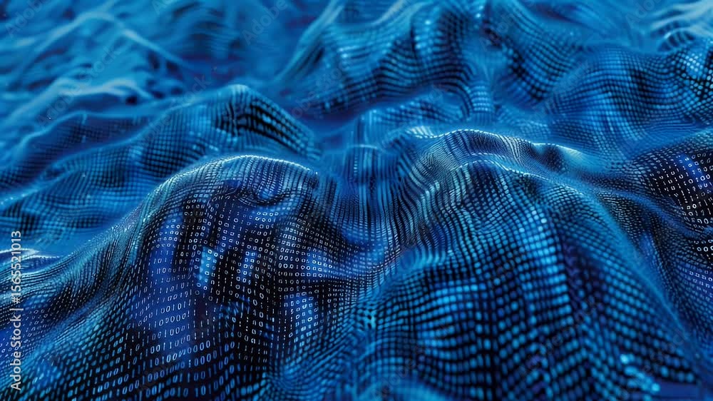 Aufkleber abstract digital landscape in shades of blue with glowing particles illustrating data flow. visual d