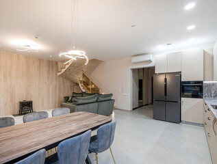 modern luxury dining room interior, 3d render