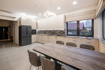 modern luxury dining room interior, 3d render