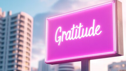 City Billboard with Gratitude Text