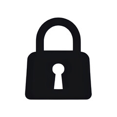 Security lock padlock icon for privacy safety protection and access control silhouette