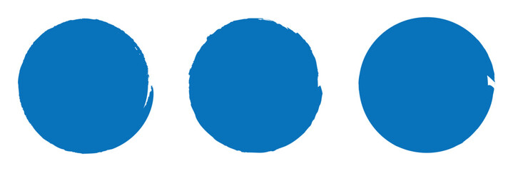 blue grunge circle brush. Round stamp vector isolated on white background. blue stamp vector for grunge badge, seal, ink. Abstract blue paint brushstroke circles pack. Set of blue brush circle.