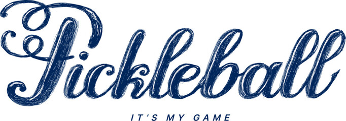 Stylish script lettering design for pickleball enthusiasts. Vector illustration on white background. T-shirt design