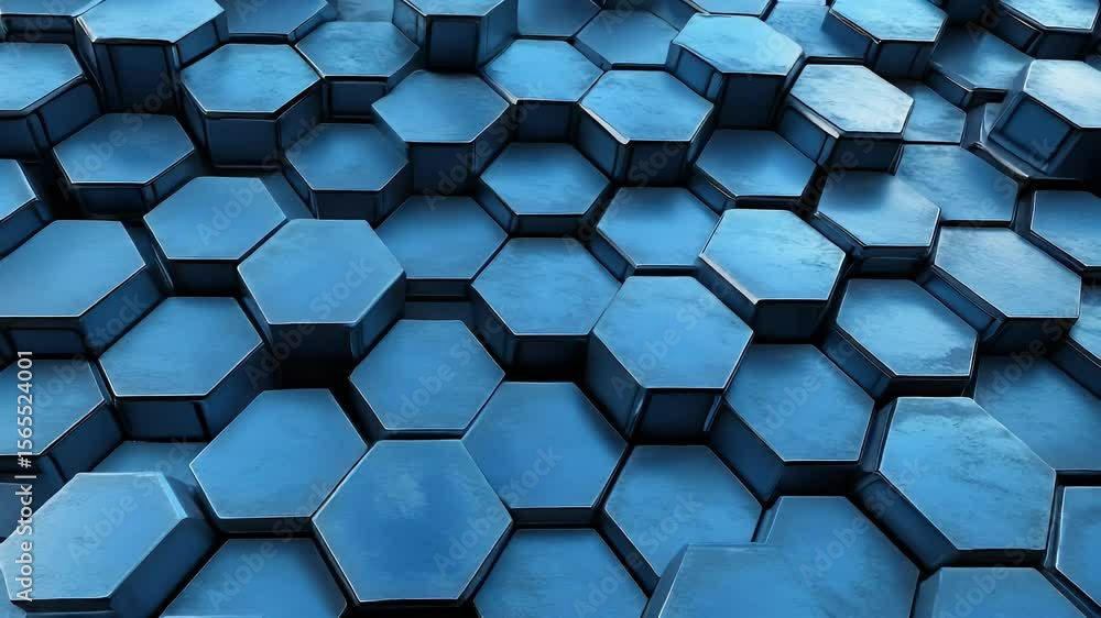 Aufkleber abstract blue hexagon pattern with metallic edges creates a modern background. geometric shapes are 
