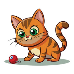 Fototapeta premium A mischievous tabby cat playfully batting at a toy mouse, capturing its playful nature and hunting instinct.