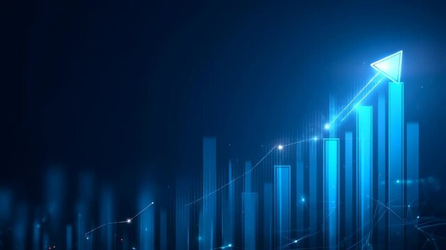 Data visualization showing rising trends and growth projections in finance sector