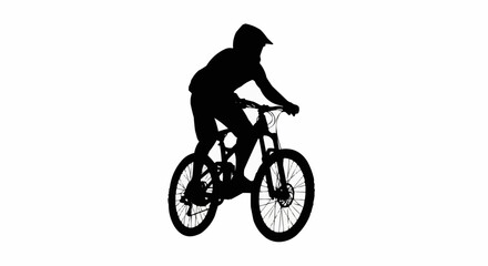 Fototapeta premium Mountain Biker Jumping Silhouette Vector – Extreme Sport, Trail Adventure, and Outdoor Cycling Concepts