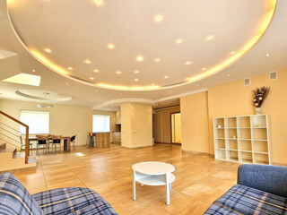 Modern luxury apartment interior in minimal scandinavian style, 3d rendering
