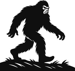 Bigfoot Yeti silhouette with clean lines and no background, minimal strokes