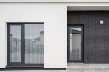Modern luxury villa exterior in minimal scandinavian style, 3d render
