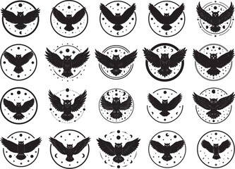 Naklejka premium Celestial Owl Stencil