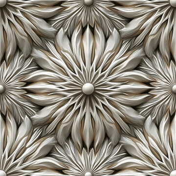 Silver Ornamental Floral Wall Panel