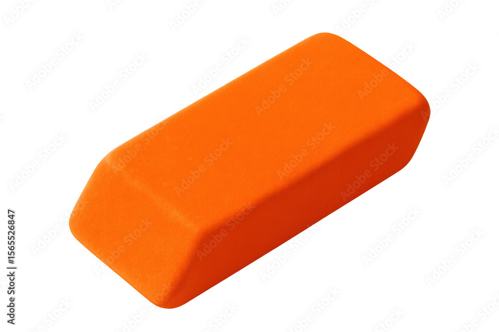 Poster vibrant orange eraser isolated on a transparent background, ready for correcting mistakes or creatin