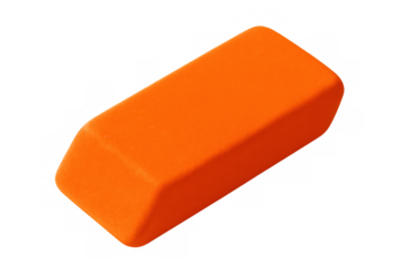 Vibrant orange eraser isolated on a transparent background, ready for correcting mistakes or creating clean lines