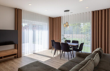 modern luxury dining room interior, 3d render
