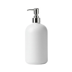 White ceramic soap dispenser with metallic pump head  