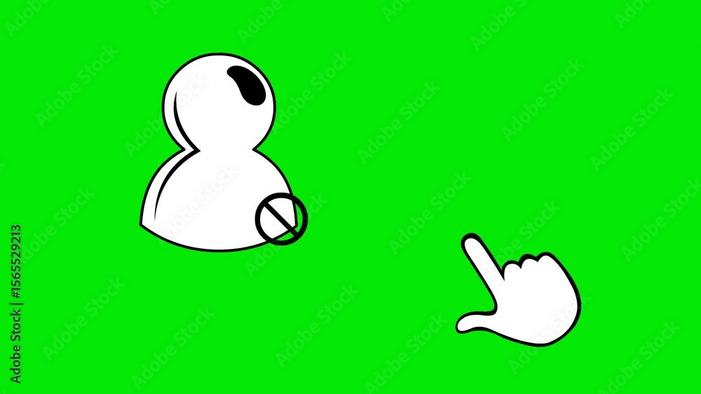 Poster video animation drawing black and white icon hand blocking and unlocking user contact digital networ