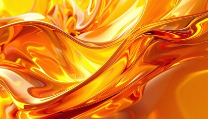 Swirling Molten Fruit Abstract 3D Render of Orange and Yellow Hues