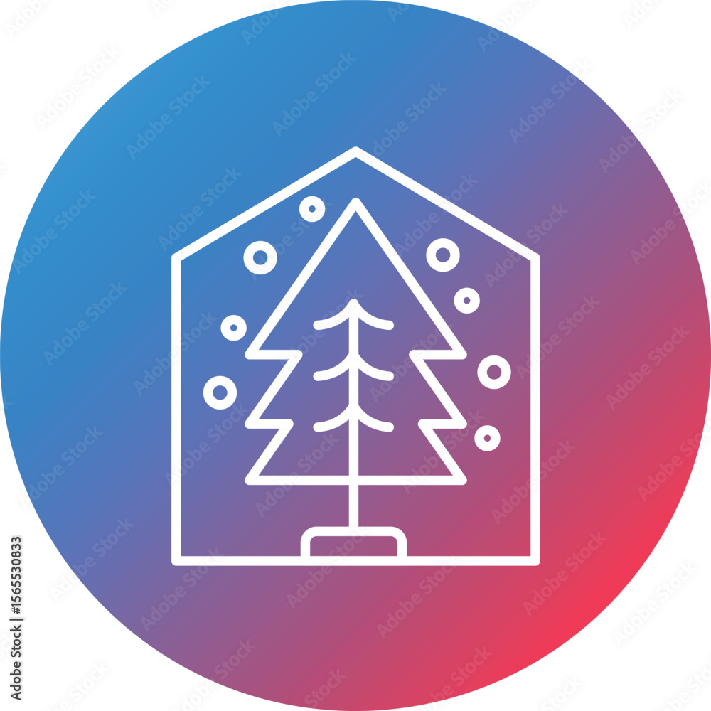 Poster pine line gradient circle background icon