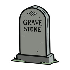 A single, weathered gravestone with a cryptic inscription, evoking a spooky and ancient atmosphere.