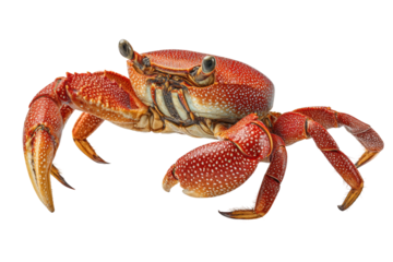 PNG Detailed close-up of a vibrant red crab on black background