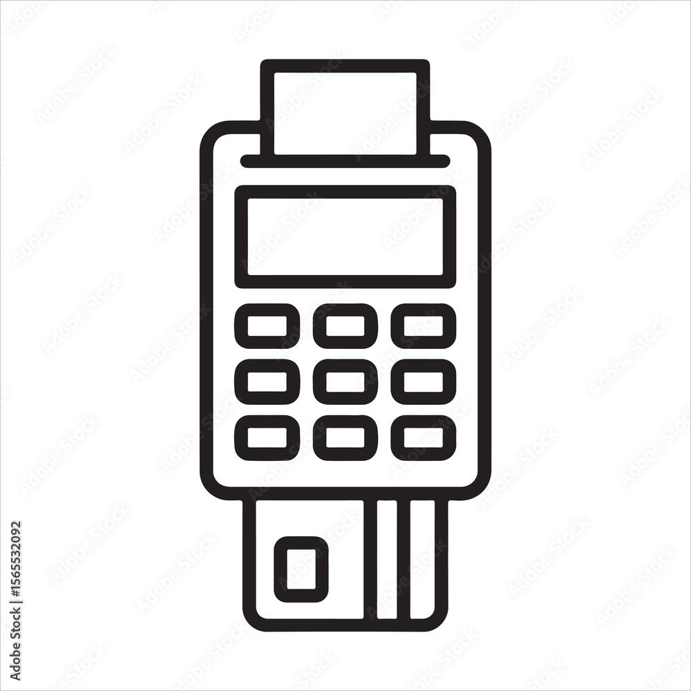 Poster vector art of a simple line art icon of a payment terminal isolated on white background