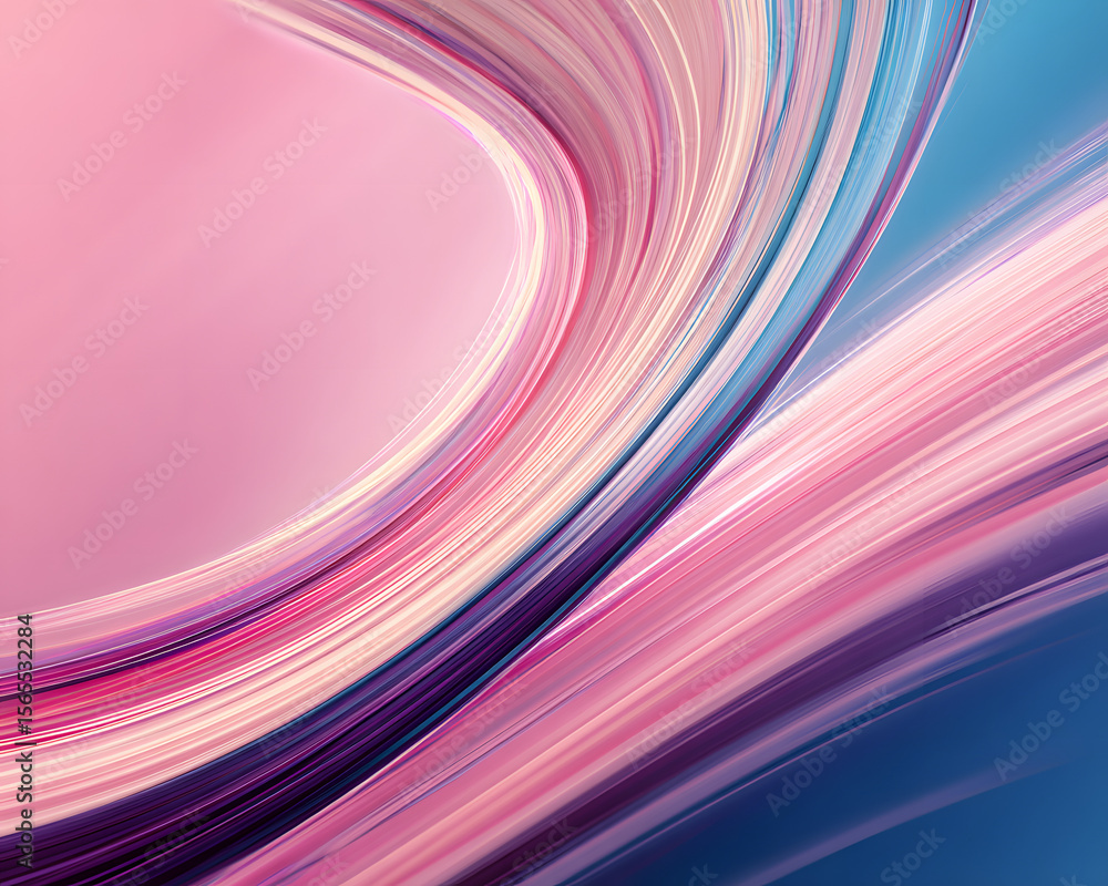 Poster abstract curved light streaks in soft gradient colors with blur effect - modern digital art and cont
