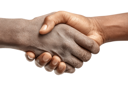 PNG African male hands shaking in agreement on transparent background