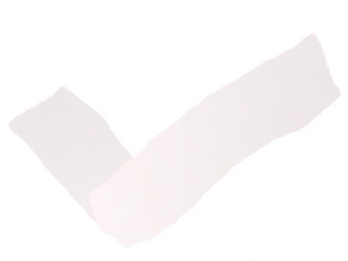A crumbled paper tick mark with a torn edge floats on a transparent backdrop, ideal for graphical...