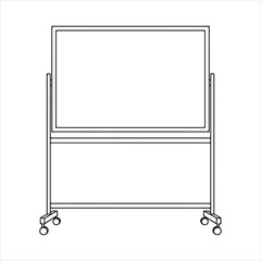 Vector art of a simple whiteboard on wheels, isolated on transparent background