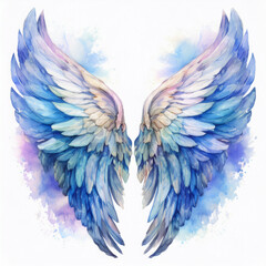 Obraz premium Watercolor Angel Wings – Ethereal Illustration in Soft Pastel Tones