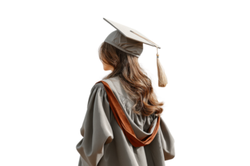 PNG Female graduate in cap and gown celebrating educational achievement