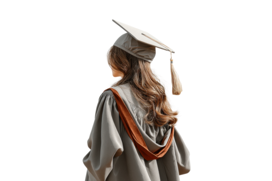 PNG Female graduate in cap and gown celebrating educational achievement - Powered by Adobe