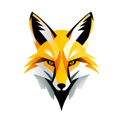 Obraz premium Stylized fox face logo, emphasizing sharp features and intense gaze, conveying intelligence and cunning