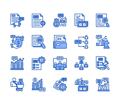 Initial Public Offering  editable stroke icon set.