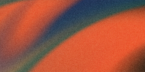 Dark blue orange red grainy texture background abstract vibrant color wave shape black backdrop noisy wide banner