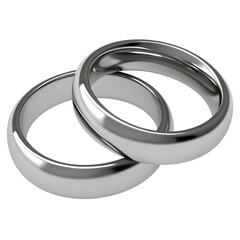 Illustration of two wedding silver rings isolated on transparent png background. Unity and love concepts