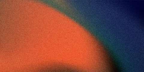 Dark blue orange red grainy texture background abstract vibrant color wave shape black backdrop noisy wide banner